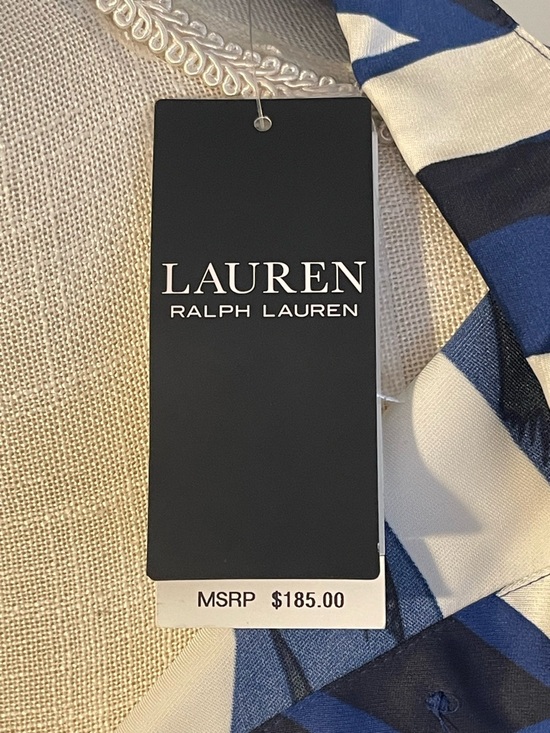 Ralph Lauren Navy and White Abstract Midi Shirt Dress - Picture 9 of 12